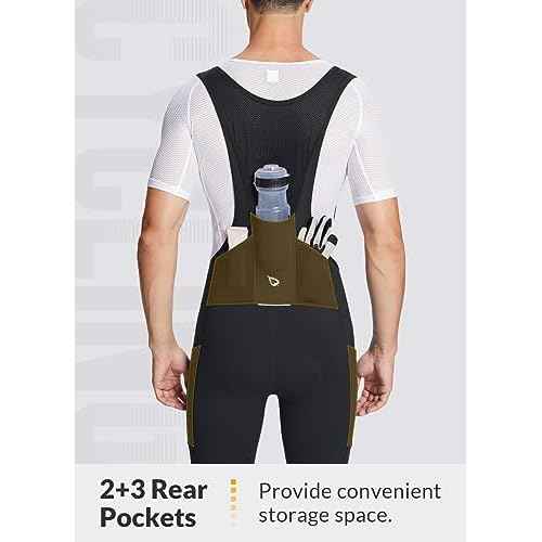 baleaf Men's Winter Cycling Bib Pants 4D Padded Thermal Water Resistant Bike Tights Cold Weather Warm Pockets