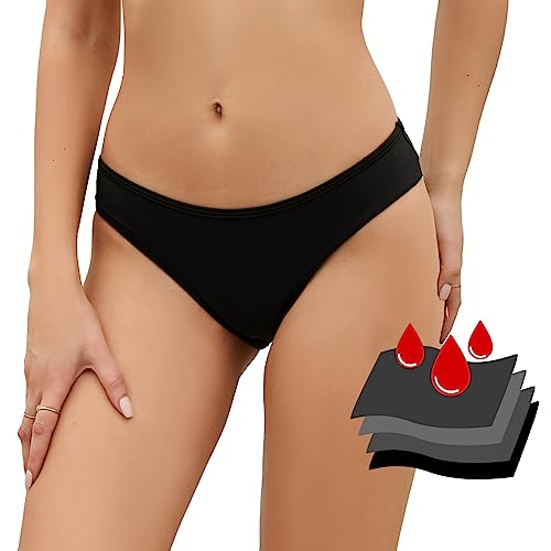 X-Small Women's Period Swimwear Bikini Bottoms Leakproof Maternity Swim Briefs - Black