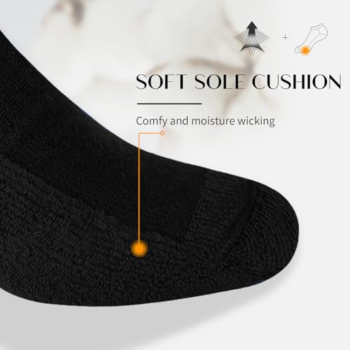 Men's Ankle Socks Pack 8/6 Pairs Low Cut Casual Socks Size 10-13 & 13-15 - Black Cushioned Variation 6