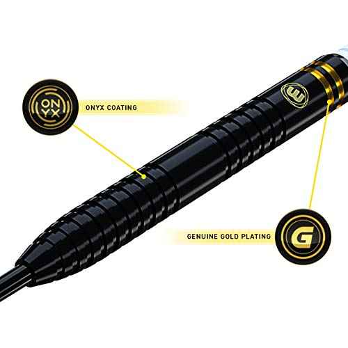 Winmau Daryl Gurney Black Special Edition Tungsten Steeltip Darts Set 23g with Player Flights and Prism Shafts (Stems)