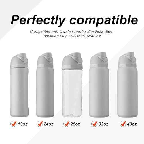 4pcs Replacement Stopper Compatible with Owala FreeSip 24oz 32oz, Water Bottle Top Lid Gasket for Owala 16/19/24/32/40oz Seal Bottle Cap Mouth Stopper Part Silicone Plug Accessories BPA-Free (Gray)