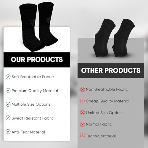 Muay Thai Ankle Wrap for MMA Kickboxing Martial Arts - Full Black Large-X-Large