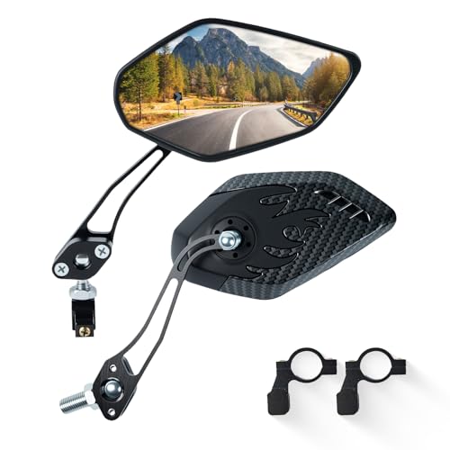 Bike Mirrors 360° Rotatable Wide View for 22-25mm Handlebars - Black