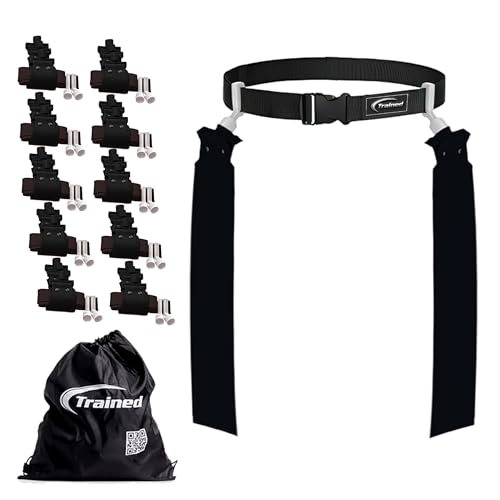 Black 10 Man Flag Football Belt Set - Adjustable, One Size Fits All