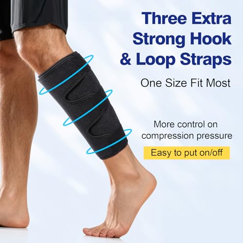 Calf Support Brace with Adjustable Compression Neoprene Wrap for Muscle Pain Relief