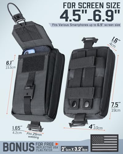 RXW Tactical Phone Pouch Black MOLLE Phone Holder Belt & Vest