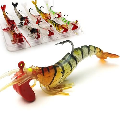 C4 10 Pcs Saltwater Shrimp Soft Swimbaits Fishing Lures - Realistic Action