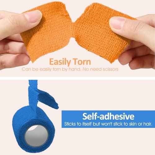 1"/2"/3" Self Adhesive Bandage Wraps, 18 Pack Colorful Self Adherent Cohesive Bandages Wrap for Wounds, Vet Wrap, Ankle Tape, Tattoo Tape Wrap, Medical Tape, Color Athletic Tape