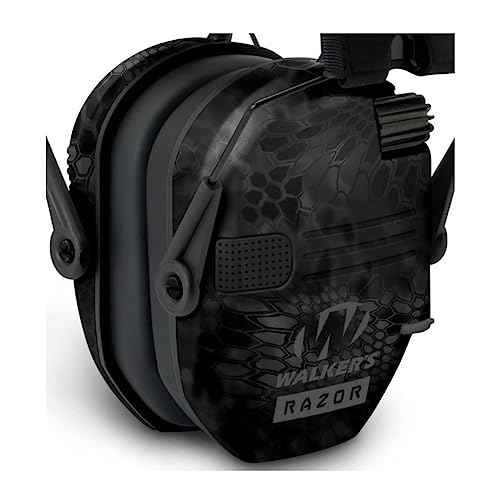 Walkers Razor Patriot Series Hi-Gain Omnidirectional Microphone Adjustable Range Shooting Hunting Hearing Protection Electronic Earmuffs (Kryptek Camo) (2-Pack)