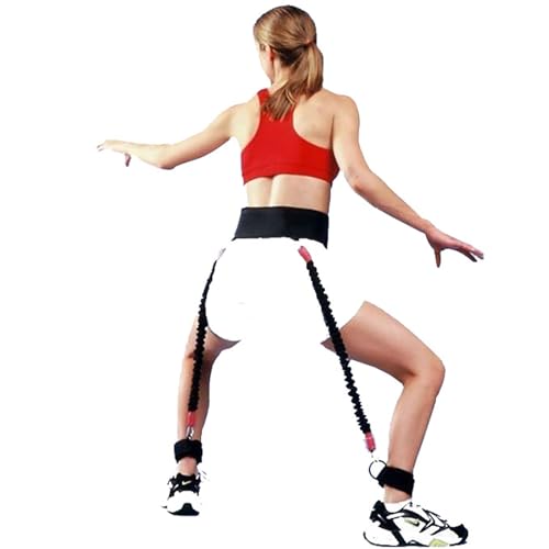 Vertical Jump Trainer Resistance Bands System with Ankle Straps & Belt for Leg Strength Training Basketball, Volleyball, Football, Tennis Agility Workout Equipment
