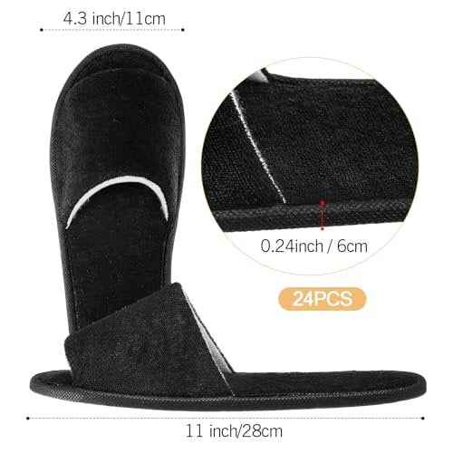 12 Pairs House Slippers for Guests Disposable Open Toe Spa Slippers Unisex Travel Slipper Bulk for Halloween Christmas Wedding Party