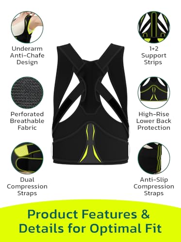 aoFIT Posture Corrector for Women Black L Adjustable Upper Back Brace