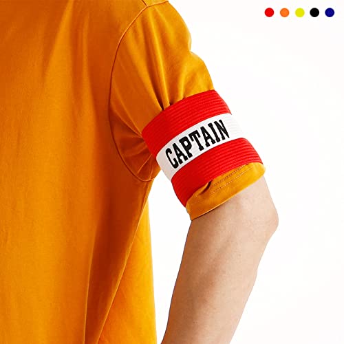 Captain's Armband for Soccer Rugby Adjustable Elastic Team Leader Wristband - Set of 6