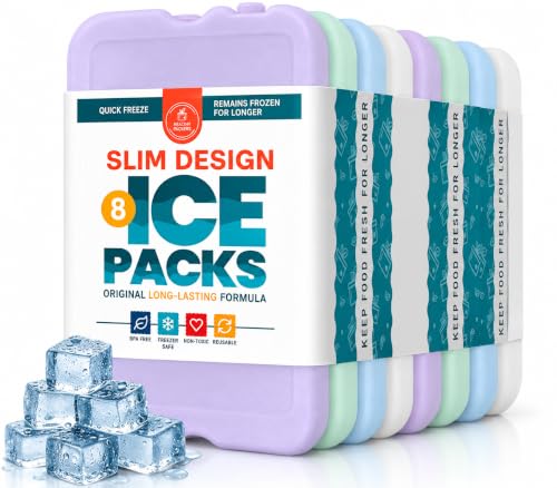 Healthy Packers Pastel Ice Packs for Lunch Boxes & Coolers, 8 Pack
