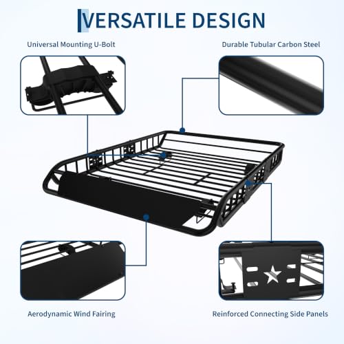 Garvee 54" x 39" Universal Roof Rack Basket, 200 Lbs Capacity Rooftop