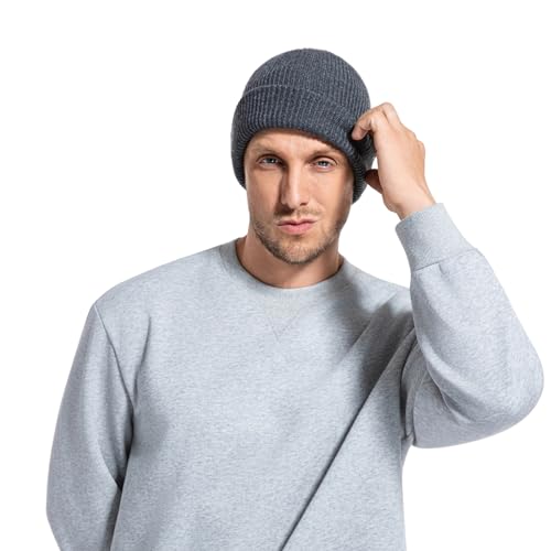 Winter Beanie Hat for Men Women, Thickened Wool-Blend Skull Cap, Warm Cotton Beanie for Outdoor & Heat Retention