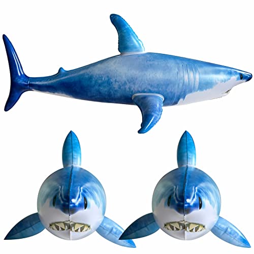 3PCS Inflatable Shark Starfish Pool Toy Balloons for Pool & Party - Blue