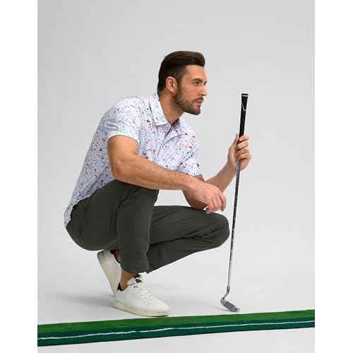 Obla Mens Golf Polo Shirts Short Sleeve Dry Fit Performance Moisture Wicking Casual Print Collared Golf Shirts for Men