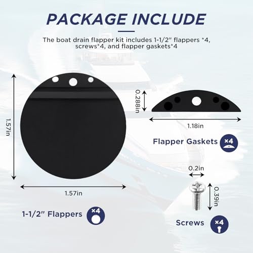 1-1/2 Inch Boat Scupper Flapper Replacement Kit - Marine Drain Valve Repair