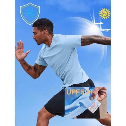 PINSPARK Mens 2 Pack UPF50+ Sun Protection Swim Surf Short Sleeve Athletic Shirts Rash Guard Quick Dry Performance Shirts