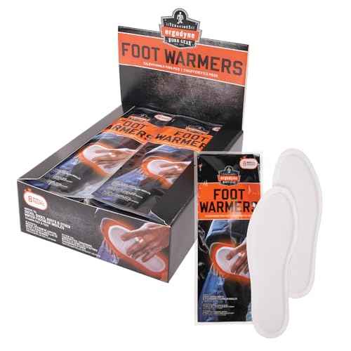 Ergodyne Unisex Adult Insole Foot Warmer Packs - 20-Pack, White, Case US