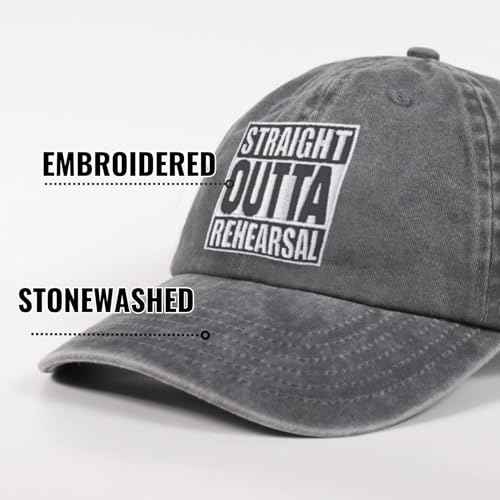 InnoBeta Actors Gifts Cap, Funny Adjustable Embroidered Hat Gifts for Theater Actress on Birthday, Christmas, Straight Outta Rehearsal Grey