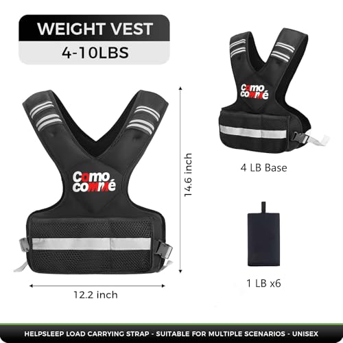 Adjustable Weighted Vest for Men Women Black 4-10 lb Fitness Training