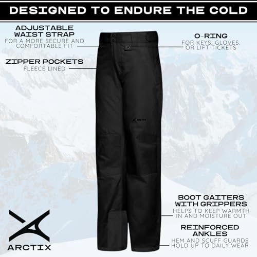Kids Snow Pants with Reinforced Knees & Seat - Medium Black