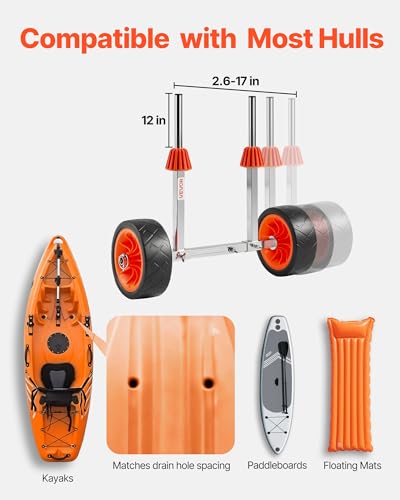 Kayak Cart with 250 lbs Load Capacity, Paddle Board Dolly, Rubber Tires