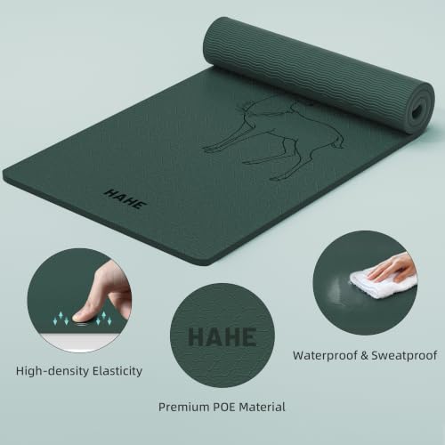 Extra Wide Yoga Mat 75x32 Inches with Deer Print - Green - Non-Slip Exercise & Fitness Mat