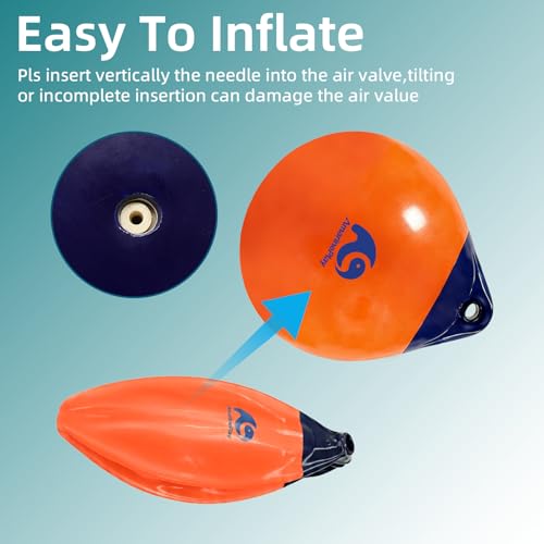 Orange Boat Buoy Ball Anchor Float 15 Inch for Docking & Mooring - Heavy Duty Marine-Grade Vinyl