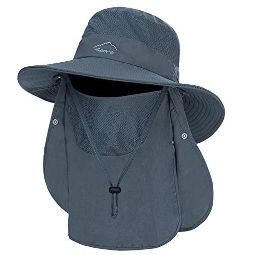 Men's 3-in-1 Sun Fishing Hat Outdoor Boonie Cap - Dark Grey, One Size