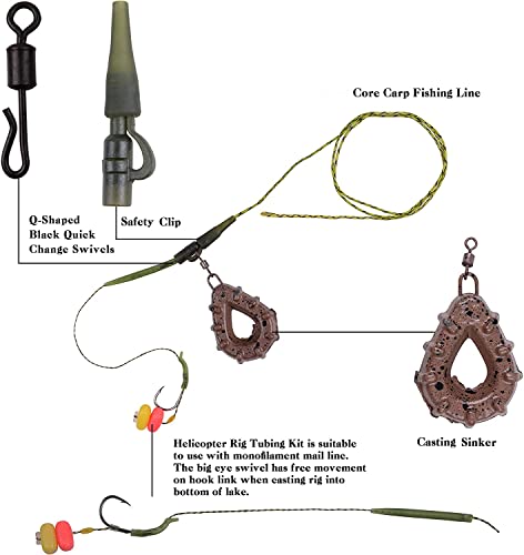 Carp Fishing Rig Kit Hair with Flat Pear Sinkers & Swivels - Variation A