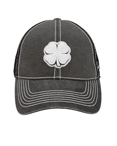Black Clover Unisex Two Tone Vintage Mesh Sides Snapback Golf Trucker Hat - White Clover Patch
