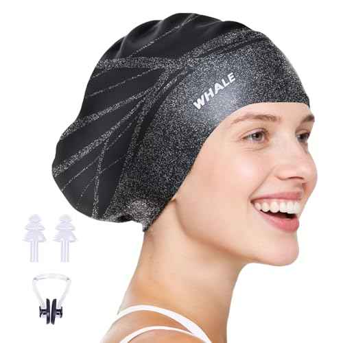 WHALE Extra Large Swim Cap Designed for Men and Women with Thick, Long Hair, Hair Extensions Or Afro-Textured Hair Long-Hair Swim Cap Highly Waterproof to Keep Hair Dry