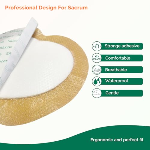 Sacrum Foam Dressing with Border - 7x7 Inch Waterproof 10-Pack for Wound Care