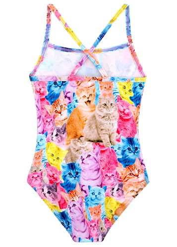 Girls One Piece Swimsuit Rainbow Cat 9-10 Years Crossback Toddler Beachwear