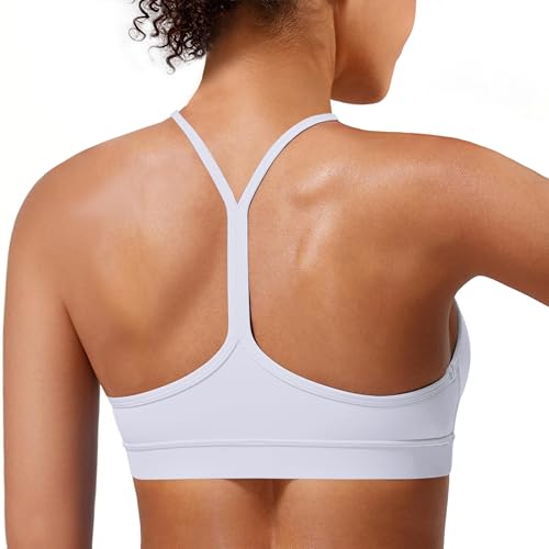 MIRITY Large White Padded Y-Back Sports Bra for Women - Low Impact Yoga Workout Top