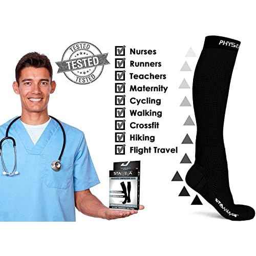Physix Gear Compression Socks 20-30 mmHg - Men & Women - Running, Nurses, Shin Splints, Flight, Travel