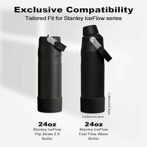 Black Silicone Boot for Stanley IceFlow 24 oz Water Bottle - Anti-Slip Protector