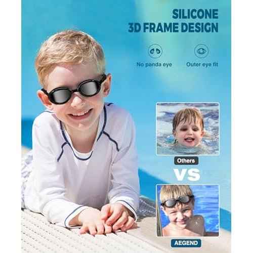 Aegend Kids Swim Goggles, Polarized Swimming Goggles for Age 6-11 Boys, Girls, Anti-Fog Anti-Uv Water Pool Goggles