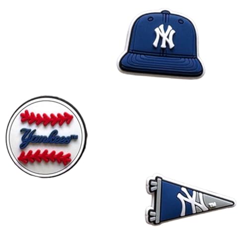 New York Yankees Baseball Team Shoe Charms 3 Pack - Clip On Fan Accessories