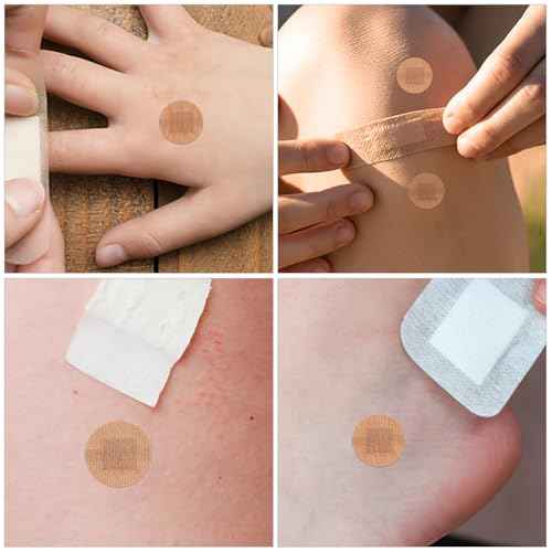 NOLITOY 100pcs Elastic Spot Bandages, Small Round Adhesive Flexible Fabric Tape Sticker for Wounds Protection Care in Multiple Sizes
