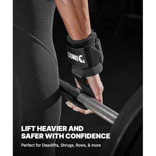 DMoose Fitness Weight Lifting Hooks (Pair) for Deadlifts, Pull Ups, Rows & Shrugs - Anti-Rip Nylon Strap Hand Grips with Thick Wrist Padding - Heavy Duty Wrist Straps for Weightlifting & Gym Workouts