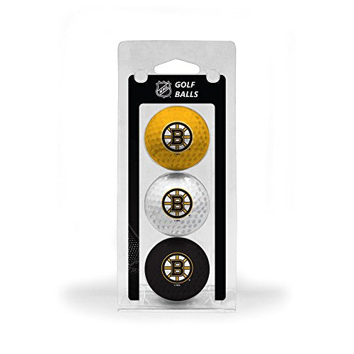 NHL Regulation Size Golf Balls 3 Pack - Boston Bruins Team Colors, Full Color Logo