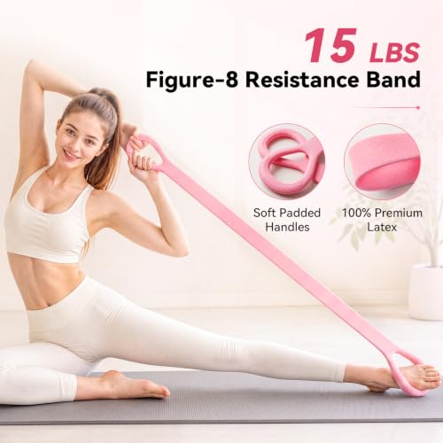 Pink 16-inch Pilates Kit for Women with Ring, Ball, Weights & Resistance Bands