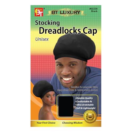 Beauty Town Unisex Sleeping Cap ? Stretchable Soft Lightweight Night Headwear for Braids, Locs, and Dreads (Black)