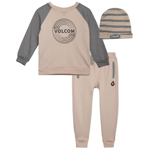 Volcom Boys Sweatsuit Set - 3 Piece French Terry Active Sweatshirt, Jogger Sweatpants and Hat - Boys Jogger Pants Set