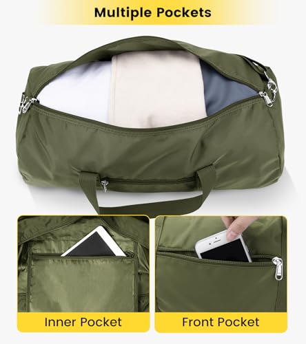 Vorspack 20 Inches Green Foldable Gym Duffel Bag for Men Women