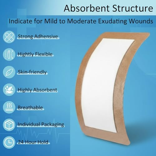 Extra Large Flexible Adhesive Bandages 5 x 3 Inches Rectangular - 24 Pack